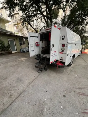 Magnet Plumbing service vehicle on-site for Slab Leak Repair in St. Augustine